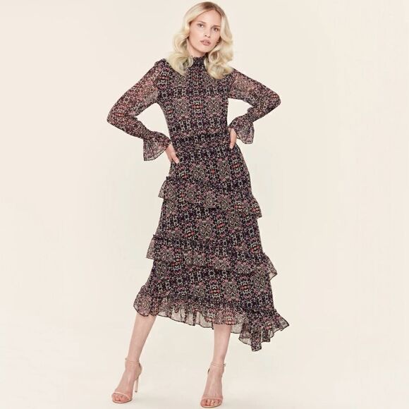 Misa Los Angeles Rania Dress in Black Floral - Picture 1 of 9